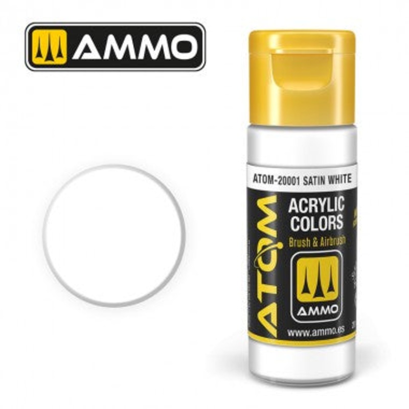 AMMO by Mig 20001 ATOM Acrylic Color - Satin Whitep