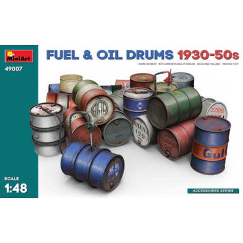 Miniart 49007 1/48 Fuel & Oil Drums 1930-50s