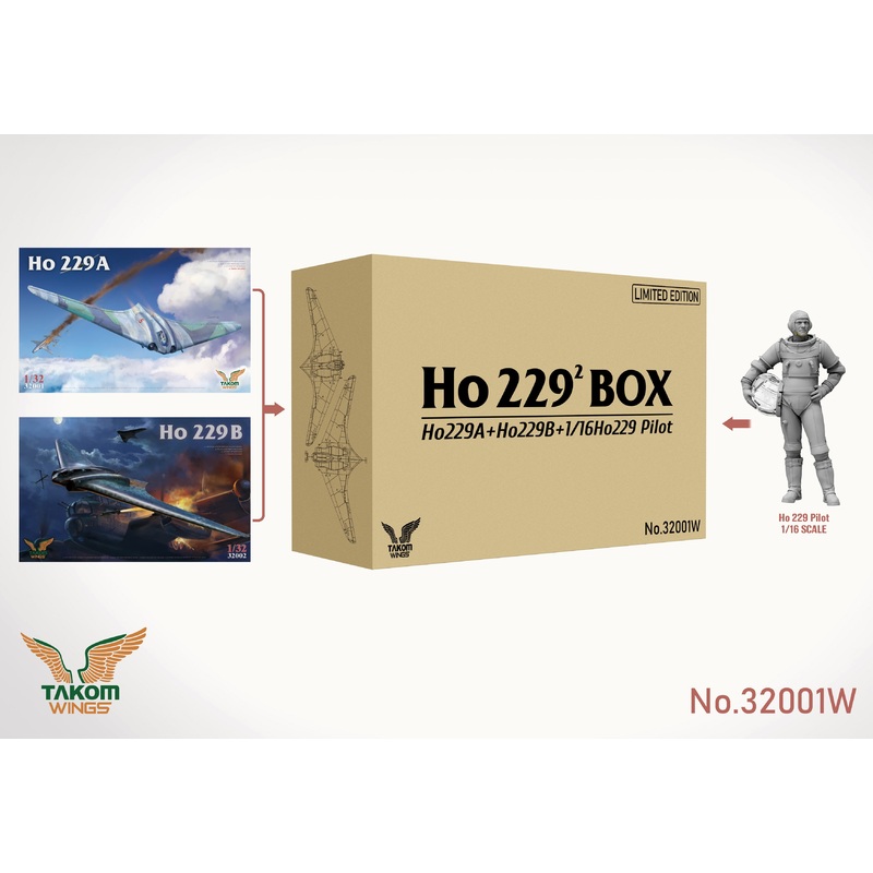Takom Wings 32001W 1/32 HORTON BIG BOX HO229A AND HO229B Horton Flying Wings
