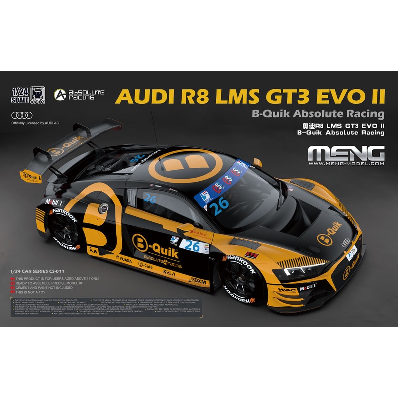 Meng CS011 1/24 Audi R8 LMS GT3 EVO II  B-Quik Absolute Racing