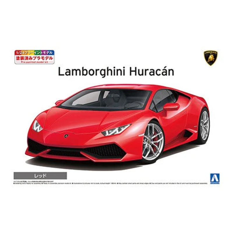 Aoshima 06644 1/24 Pre-Painted '14 Lamborghini Huracan No.4-C Red