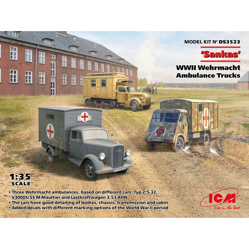 ICM DS3523 1/35 Sanka WWII Wehrmacht Ambulance Trucks