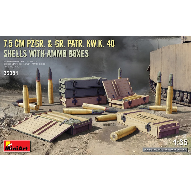 MiniArt 35381 1/35 7.5 cm Pzgr. & Gr. Patr. Kw.K. 40 Shells with Ammo Boxes