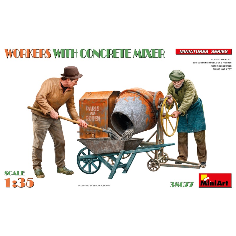 MiniArt 38077 1/35 Workers With Concrete Mixer